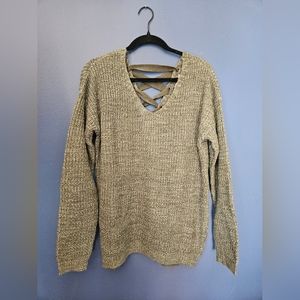Women's Lace Up Sweater Large